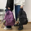 Backpack Solid Color Women Unisex Large Capacity Travel Female School Bag Quality Nylon Student Backbag