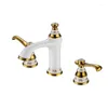 Bathroom Sink Faucets Luxury Faucet Brass Three Holes Two Handles Basin Mixer Top Quality Copper