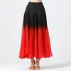 Сценическая одежда для девочек, одежда для современного танца, черно-красная длинная юбка, женские танцевальные наряды