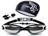 Óculos de natação com chapéu e protetor de orelha, clipe para nariz, óculos de natação à prova d'água, antiembaçante, esporte profissional, óculos de natação, 2264461