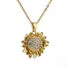 Pendentif Colliers Zircon Tournesol Collier Collier Chaîne En Acier Inoxydable Cuivre Anniversaire Cadeau Designer Bijoux