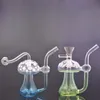 2pcs Glow In The Dark Dab Rigs Oil Burner Bong Hookahs Heady Recycler Fumar Tubos de Água Percolador Beaker Ash Catcher Bongs com 10mm Masculino Tubo de Queimador de Óleo de Vidro