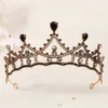 Contas de cristal de cristal de cristal preto cocar de cocar de noiva Crown Party Princesa Coroa de casamento Tiara Aniversários de Natal