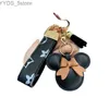 Keychains Lanyards Fashion Mouse Diamond Design Favor Flower Jewelry Keyring Gift Leather Keychains 240303