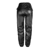 LOGAMI Kunstlederhose Damen Elastische Taillenhose Herbst Winter Dicke Pu-Hose Schwarz 240222