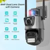 WiFi Camera Dual Lens AI Auto Tracking Waterproof Security CCTV Video Surveillance Police Light Alarm ip