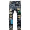 jeans de créateurs hommes lettre marque blanc noir rock revival pantalon motard pantalon homme pantalon broderie trou cassé taille 28-40 haut de haute qualité