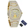 Fashion Gold Iced Out Horloge Mannen Diamant Hip Hop Heren Horloges Topmerk Luxe Quartz Klok Reloj Hombre Relogio Montre Homme X0625284E