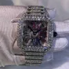 Design personalizzato e lussuoso orologio da polso hip-hop analogico con borchie in acciaio inossidabile IcedOut VVS Clarity Full Moissanite Diamond