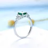 Kuololit Created Emerald Gemstone Rings for Women Solid 925 Sterling Silver Morganite Jewelry Wedding Engagement 240220