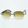 New factory direct sales double row diamond cut sunglasses 3524018 with black wood legs designer glasses size 18-135 mm