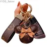 Keychains Lanyards Fashion Mouse Diamond Design Favor Flower Jewelry Keyring Gift Leather Keychains 240303