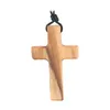 Pendentif Colliers Collier de croix en bois fait à la main Cadeau élégant Crucifix créatif pour anniversaire Noël Saint Valentin Mariage Tous âges