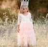 Herbst Langarm Mädchen Kleid Spitze Blume 2020 Rückenfreie Strandkleider Weiß Kinder Hochzeit Prinzessin Party Festzug Mädchen Kleidung LJ2004805314