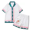 CASABLANCA Комплект рубашек на пуговицах. Высококачественная рубашка с принтом теннисного клуба для мужчин и женщин. Свободные и универсальные шелковые рубашки с короткими рукавами и шорты.