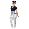 Women's Pants Women High Waist Sports Leggings Stripe Print Stretchable Yoga Sexy Tight Imitation Jeans Workout Gym Push Up