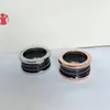 Seramik geniş CNC Tasarımcı Yüzüğü Kadın Çift Elmas Erkek Altın Kaplama 18K Lüks Avrupa Boyutu Hediyesi Kutu 018