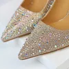 Mulheres 10cm salto alto stripper bling scarpins bombas senhora stiletto casamento festa de noiva fetiche cristal strass ouro sapatos de baile 240227