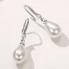 Korean Fashion Zircon Pearl Drop Dangle 14K White Gold Earrings for Women Wedding Earring Birthday Party Wedding Jewelry Gift Pendiente Mujer