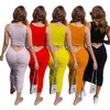 Lässige Kleider Solide Frauen Midi 2024 Sommer Low Neck Skinny Kleid Zurück Aushöhlen Gestapelt Workout Streetwear Festival Vestidos