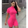 2024 Designer Kurzarm Strampler Sommer Frauen Bodycon Overalls Casual Solide Dünne Playsuits Einteilige Outfits Weibliche Silm Overalls Großhandel Kleidung