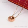 Designer smycken halsbandskvinna designer smycken 45 cm kärlek halsband Dual Circle Pendant Rose Gold Color Vintage Collar Costume Cartttier Wedding Jewelry With Box