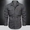 Chemises de printemps hommes à manches longues chemise en coton décontracté de haute qualité Camisa militaire surchemise marque vêtements chemisiers noirs 5XL 230226