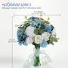 Fiori decorativi 1 confezione blu bianco testa di fiore di seta artificiale materiale pacchetto combinato per bouquet da sposa fai da te lancio di bouquet da sposa