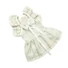 Vêtements pour chiens printemps automne vêtements pour animaux de compagnie robe à carreaux doux chiot princesse chat mignon jupe à nœud petites fournitures confortables