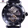 Forsining Tourbillion Obscure Designer étanche en cuir véritable montre pour hommes haut de gamme montre mécanique automatique de luxe Clock273b
