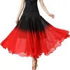 Сценическая одежда для девочек, одежда для современного танца, черно-красная длинная юбка, женские танцевальные наряды