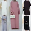 Ropa étnica Abaya para mujeres musulmanas Llanura Manga larga Maxi Vestido Turco Eid Ramadán Kaftan Islámico Dubai Árabe Robe Jalabiya Caftan