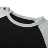 T-shirts voor dames Mode Grunge Tube-tops Vintage sterrenprint Lange mouwen Ronde hals Los S Y2k streetwear