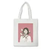 Shopping Bags Sweet Women Simple Korean Stylish Canvas Bag Literary Japanese Shoulder Girls Casual Cotton For Gifts