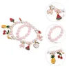 Braccialetti con ciondoli 2 pezzi Braccialetti di perle per bambini Giocattolo per bambini Catena da polso con perline Cartone animato in plastica Decorazioni per ragazze Imitazione