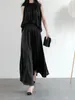 Kvinnor Pants Summer 2024 Elegant Sagging Sensation Chiffon Wide Leg Trousers Temperament High midje Loose Satin kjol