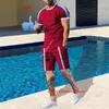 Men's Tracksuits Summer T-shirt Set For Men Solid Color 2 Piece Outfit Of Sportswear Streetwear Short Sleeve Clothing