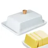 Placas de cerâmica prato de manteiga com tampa caixa de queijo retângulo selos de silicone hermético keeper elegante durável para cozinha