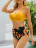 Sexy Push-Up-Bikini-Set für Damen, hoch taillierter Badeanzug, Blumen-Badeanzug, Bademode, Sommer-Badeanzug, Strandmode