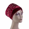 Roupas étnicas Luxo Veludo Diamante Mulheres Muçulmanas Hijabs Chapéu Africano Long Tail Cachecol Inner Islam Turban Cap Headscarf Headwrap Cabelo