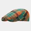 Bérets Automne Béret Hommes Casual Court Bord Peaky Blinders Casquettes Pour La Mode Plaid Coton Casquette De Soleil Classique Rétro Britannique Peintre Chapeaux