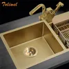 114MM Sink Dish Drainer Strainer Drain Kit for Single Bowl Kitchen Sink Drainage Waste Kit Brushed Gold Brass Filter 240227
