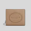 Herr- och kvinnors klassiska solida färgföretag mångsidig dubbelfold kort myntskort plånbok snäpp plånbok med arv taupe cm216