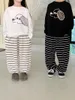 Pantalons en coton pour enfants, amples, sarouel polyvalents, rayés, pour bébés garçons et filles, vêtements décontractés pour tout-petits, printemps 2024