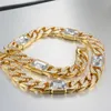 Bracelet alloy inlaid Diamond Cuban bracelet rock trendy style 14MM rectangular zircon bracelet accessory