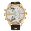 Zegarwatch marka Shiweibao Quartz zegarki Męskie Watch Fashion Watch skórzany pasek Złoty obudowa Relogio Masculino podwójne strefy czasowe wojsko 291J