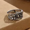 Pierścienie klastra Retro puste ryby Pierścień lotosowy żeńskie akcesoria palec wskazującego Dostosuj modne srebro 925 dla kobiet biżuteria projekt przeciwdziałania