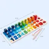 Kids Montessori Math Toys For Toddlers Educational Wooden Puzzle Fishing Number Shape Matching Sorter Games Board Toy Gift 240301