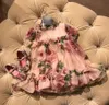 Vêtements pour enfants printemps été princesse robe de bal Rose robe imprimée florale robes de soirée mode enfant fille Dresses7076825