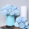 Fleurs décoratives 5 têtes soie artificielle grande pivoine hortensia décor de fête de mariage aux couleurs vibrantes réaliste belle